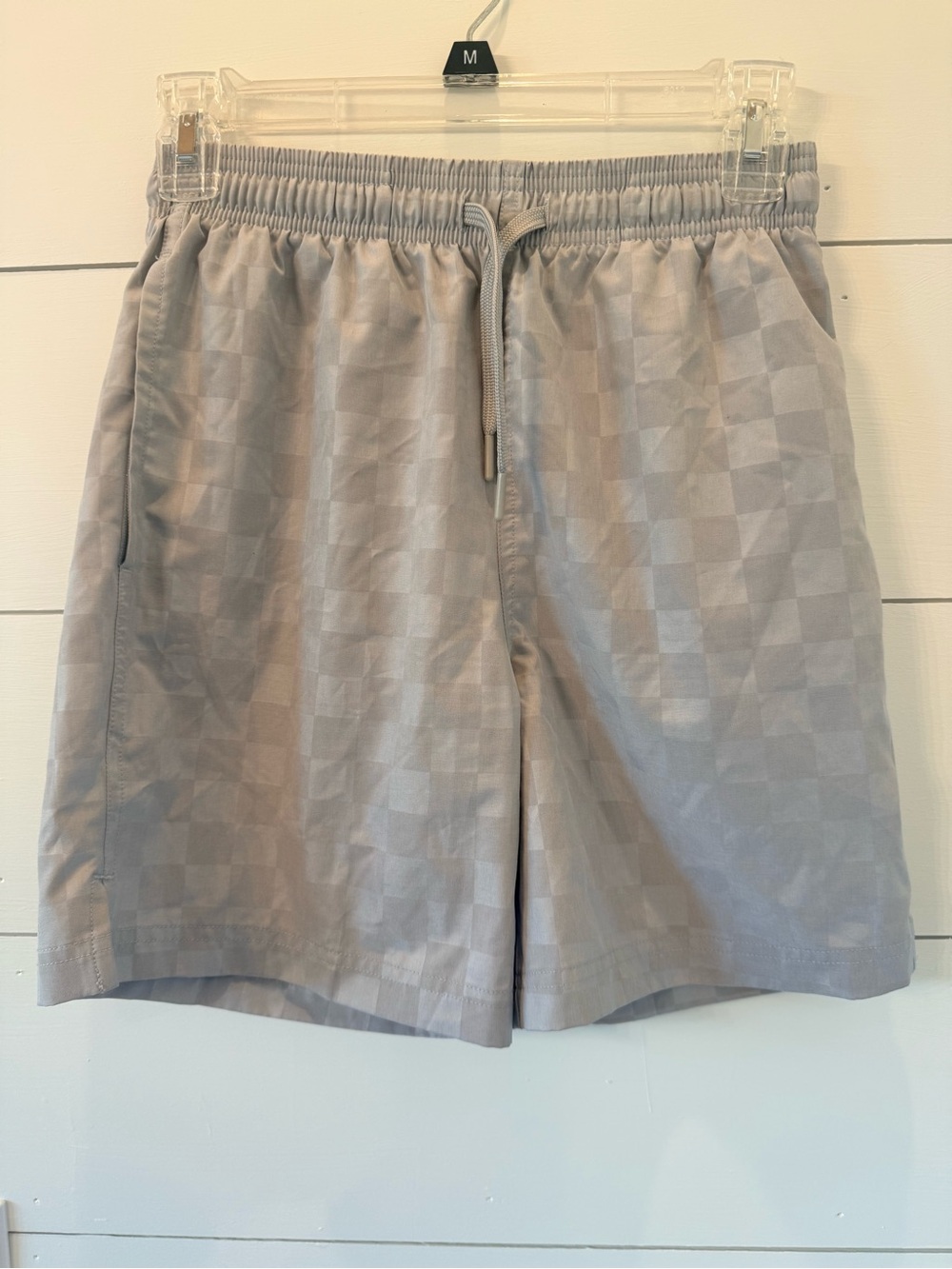 Athletic Works Light Gray Checkerboard Kids Shorts